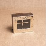 CAJA DE TÉ BASE DE MADERA Y TAPA DE ALPACA DE 4 DIVISIONES