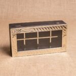 CAJA DE TÉ BASE DE MADERA Y TAPA DE ALPACA DE 8 DIVISIONES