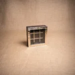 CAJA DE TÉ BASE DE MADERA Y TAPA DE ALPACA DE 9 DIVISIONES