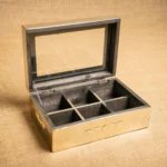 CAJA DE TÉ COMPLETA EN ALPACA DE 6 DIVISIONES - Imagen 2