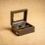 CAJA DE TÉ BASE DE MADERA Y TAPA DE ALPACA DE 4 DIVISIONES - Imagen 2