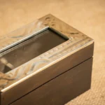 CAJA DE TÉ BASE DE MADERA Y TAPA DE ALPACA DE 2 DIVISIONES - Imagen 4