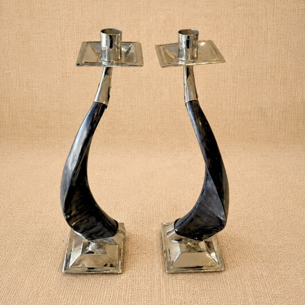 CANDELABRO ASTA Y ALPACA (2) CANDELABROS ASTA Y ALPACA - Imagen 1
