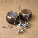 JUEGO DE MATE + YERBERA DOBLE CON HOJITA - Imagen 2
