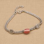 PULSERA CADENA ENTRELAZA CON APLIQUES Y PIEDRA