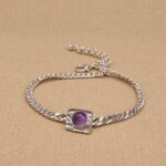 PULSERA CADENA ENTRELAZA CENTRO CUADRADO Y PIEDRA - Imagen 3