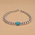 PULSERA CADENA GRUESA CON PIEDRA CENTRAL