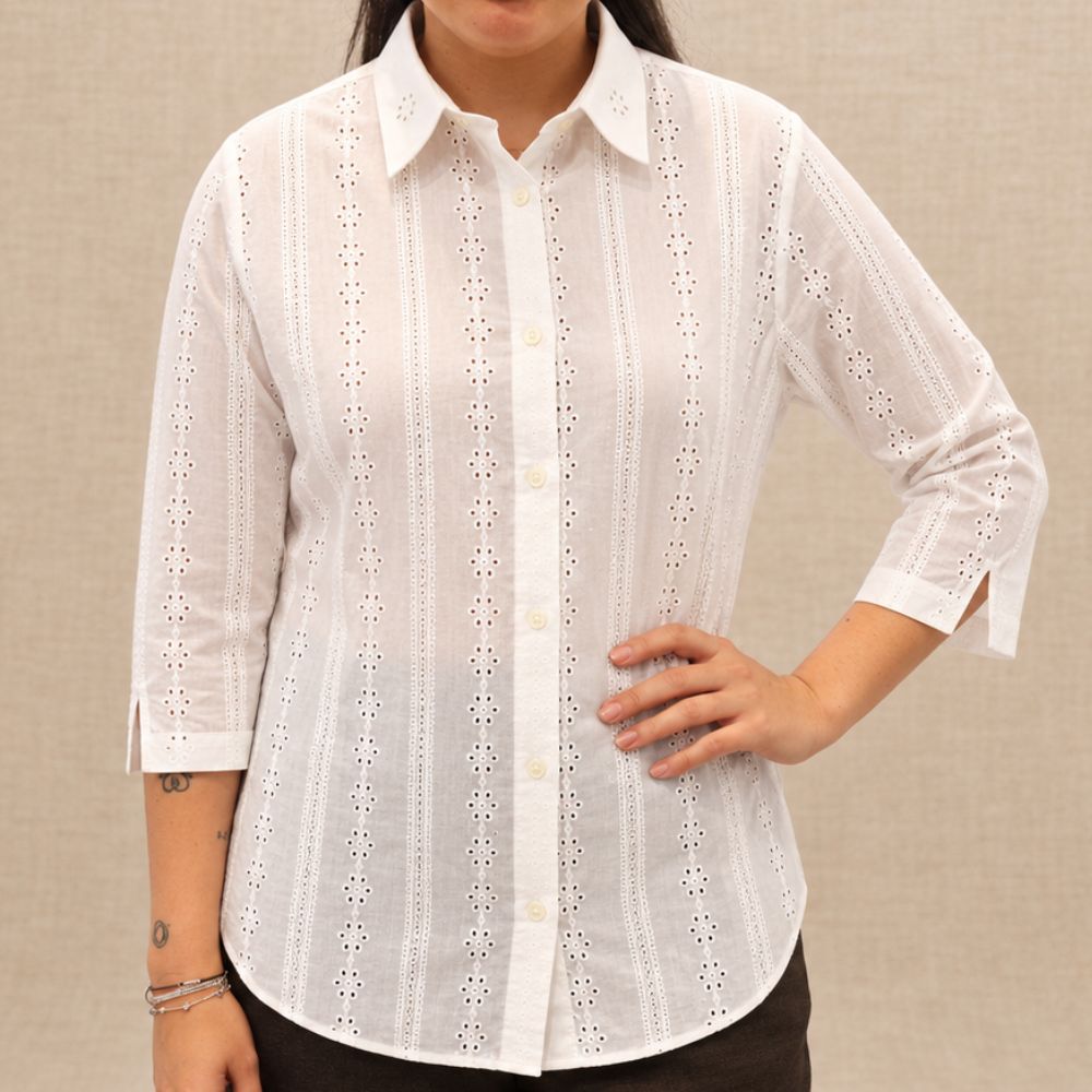 IF27CMAGT (7) CAMISA AGATA 3/4 DE BRODERIE - Imagen 1